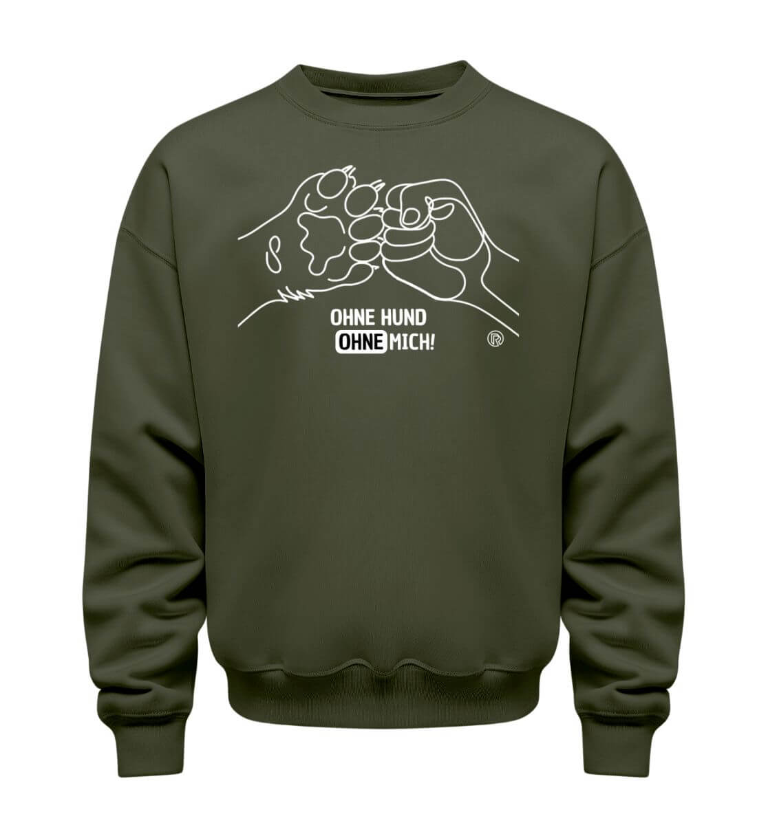 Ohne Hund ohne mich | Unisex Organic Pullover | Farbe: Khaki | Rad&Rucksack