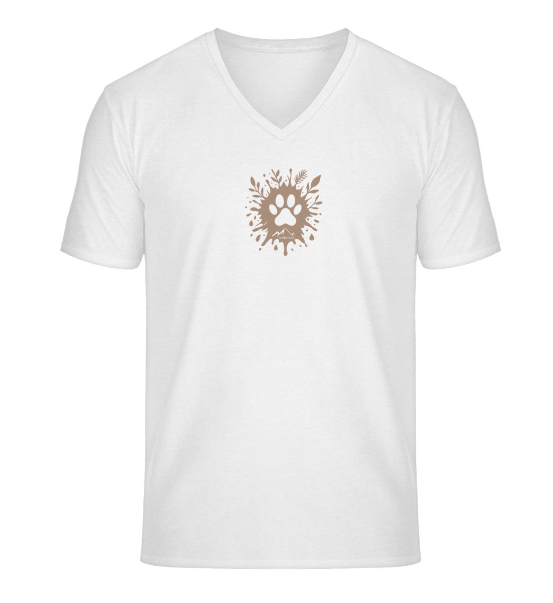 Hund Pfote | Herren V-Neck Premium Organic T-Shirt | Farbe: White | Rad&Rucksack
