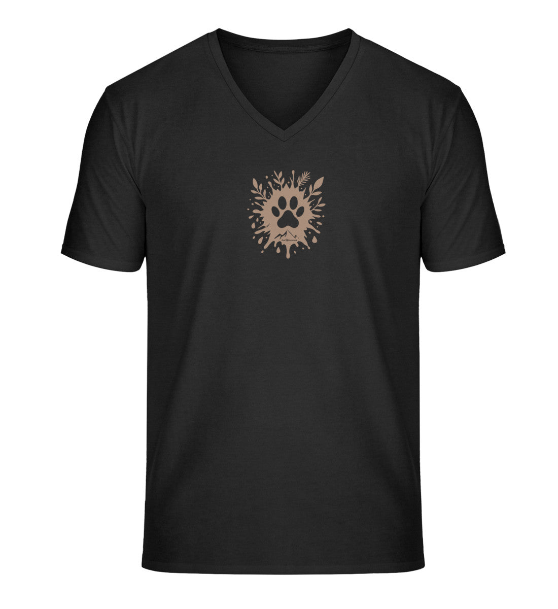 Hund Pfote | Herren V-Neck Premium Organic T-Shirt | Farbe: Black | Rad&Rucksack