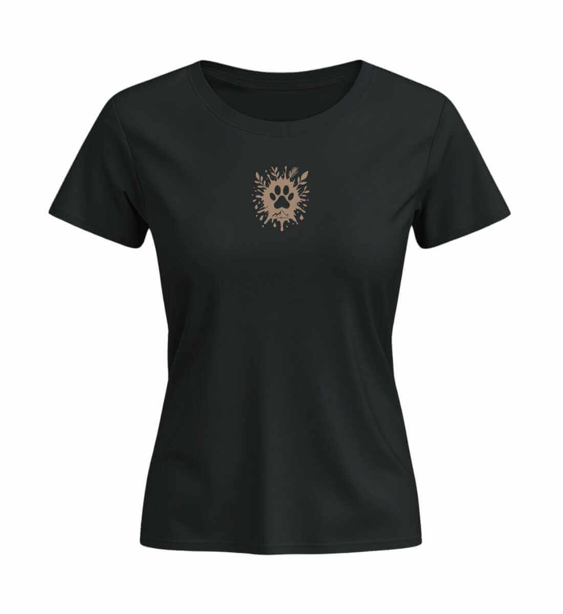 Hund Pfote | Damen Premium Organic T-Shirt (Fitted) | Farbe: Black | Rad&Rucksack