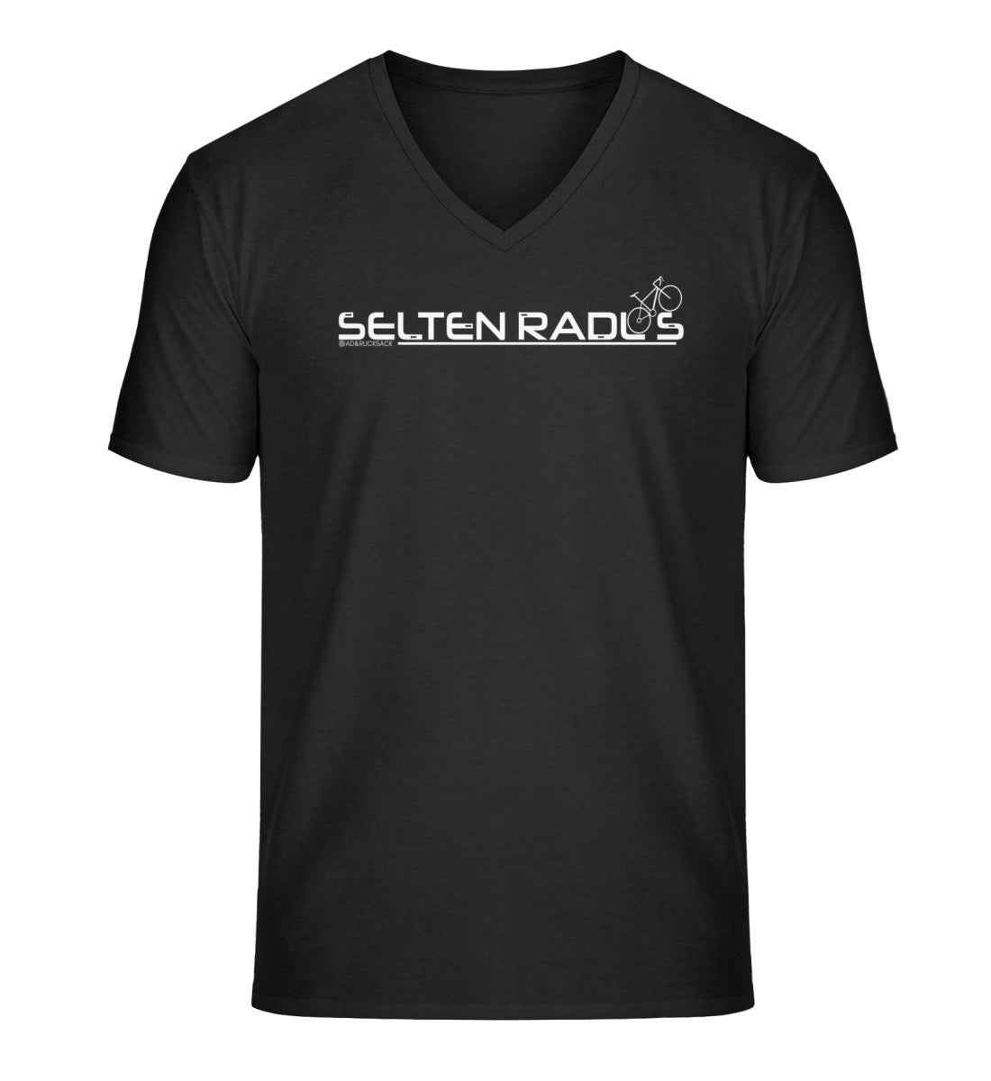 Selten-radlos | Herren V-Neck Premium Organic T-Shirt | Farbe: Schwarz | Rad&Rucksack