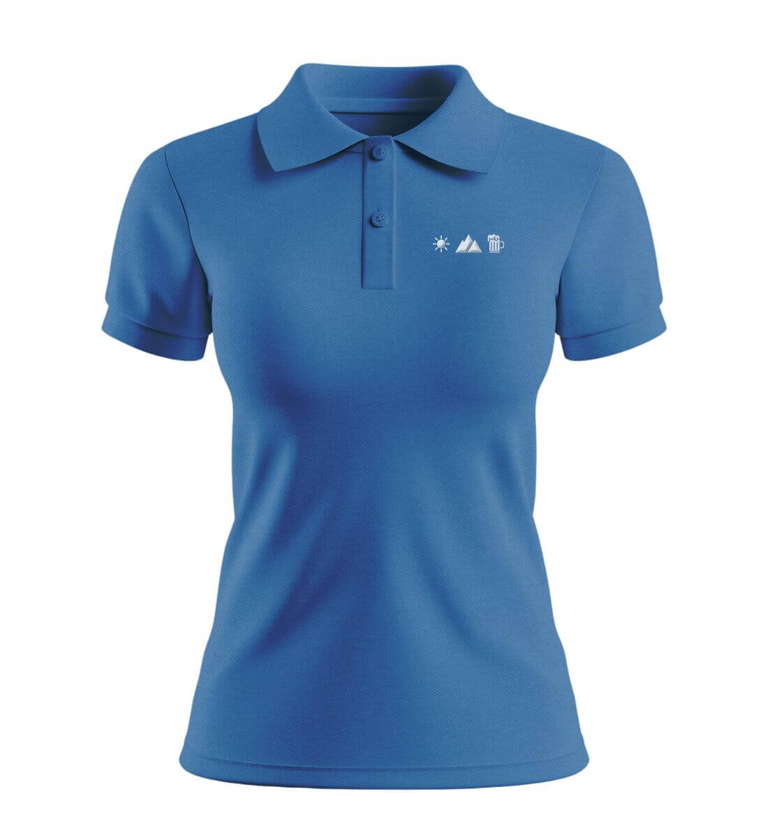 Sonne Berg Bier Stick | Damen Premium Organic Poloshirt | Farbe: Royal Blue | Rad&Rucksack