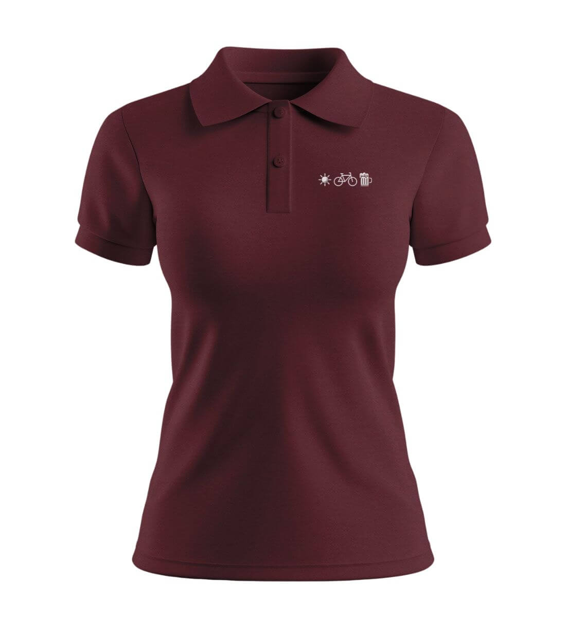 Sonne Bike Bier Stick | Damen Premium Organic Poloshirt | Farbe: Burgundy | Rad&Rucksack
