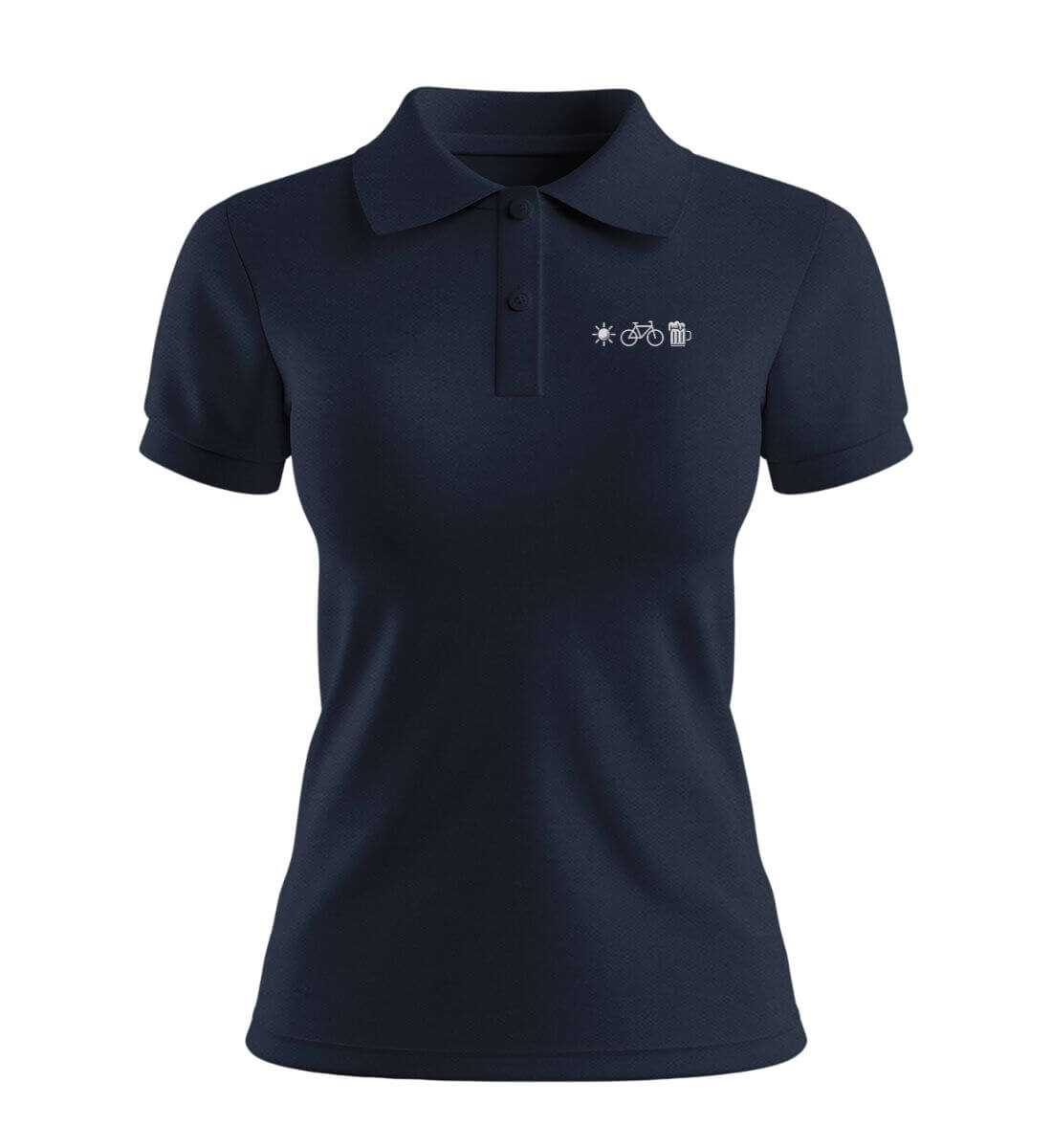 Sonne Bike Bier Stick | Damen Premium Organic Poloshirt | Farbe: French Navy | Rad&Rucksack