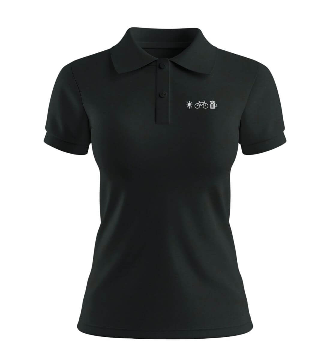 Sonne Bike Bier Stick | Damen Premium Organic Poloshirt | Farbe: Schwarz | Rad&Rucksack