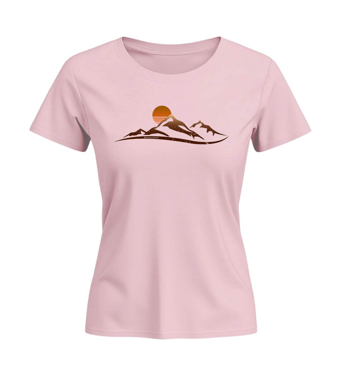 Sonnenuntergang Berg | Damen Premium Organic T-Shirt (Fitted) | Farbe: Cotton Pink | Rad&Rucksack