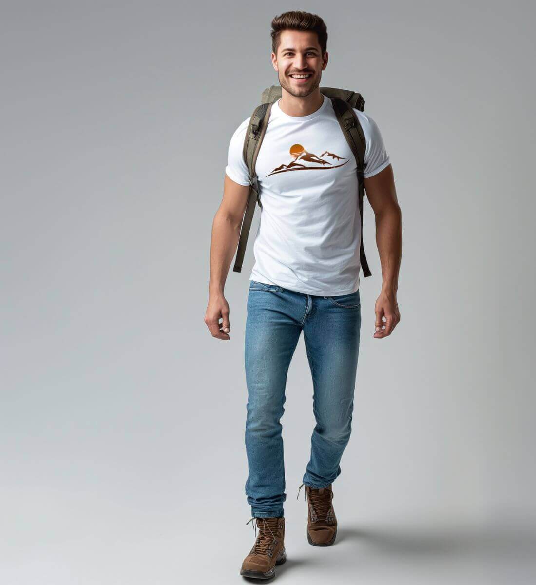 Sonnenuntergang Berg | Herren Premium Organic T-Shirt | Farbe: Aloe | Rad&Rucksack