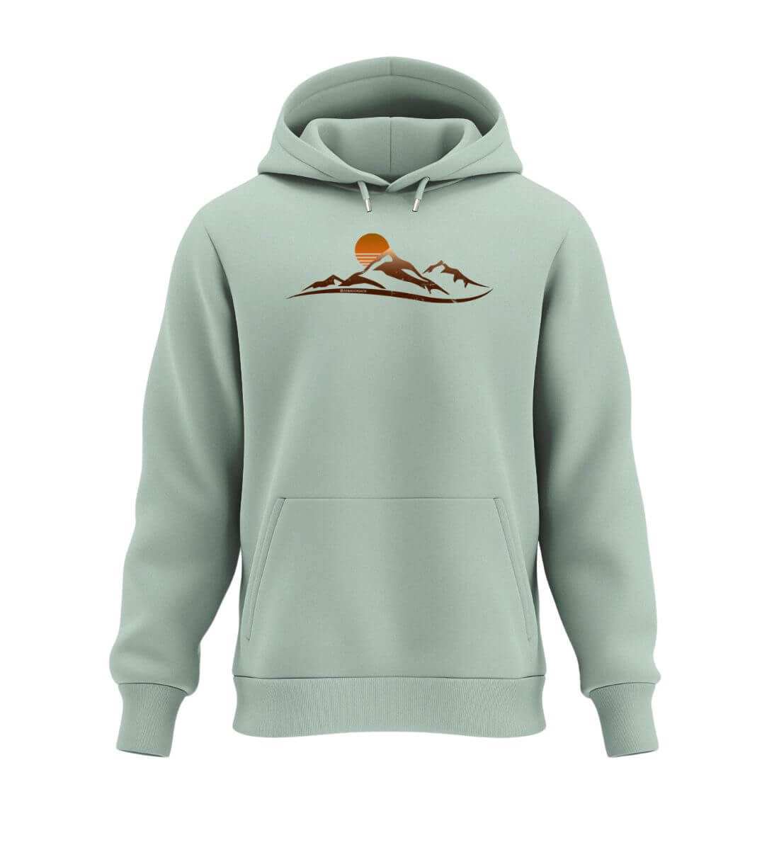 Sonnenuntergang Berg | Unisex Organic Hoodie | Farbe: Aloe | Rad&Rucksack