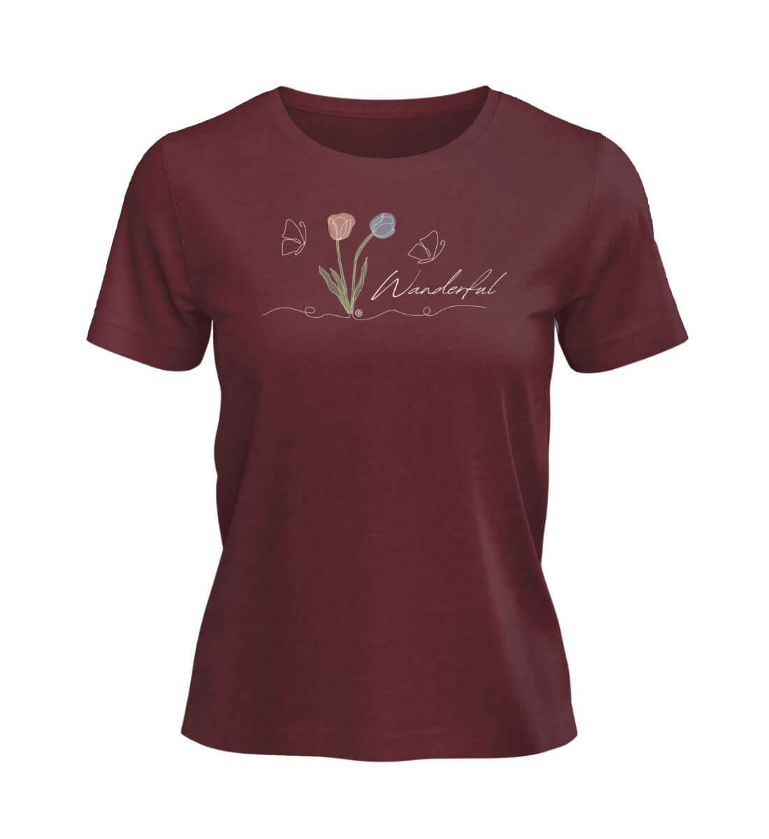 Tulpen Wanderful | Damen Premium Organic T-Shirt | Farbe: Burgundy | Rad&Rucksack
