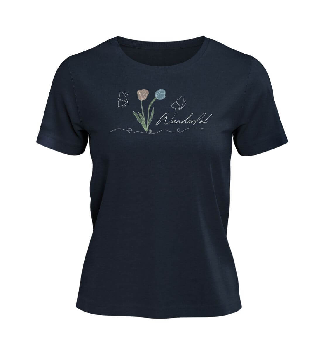 Tulpen Wanderful | Damen Premium Organic T-Shirt | Farbe: French Navy | Rad&Rucksack