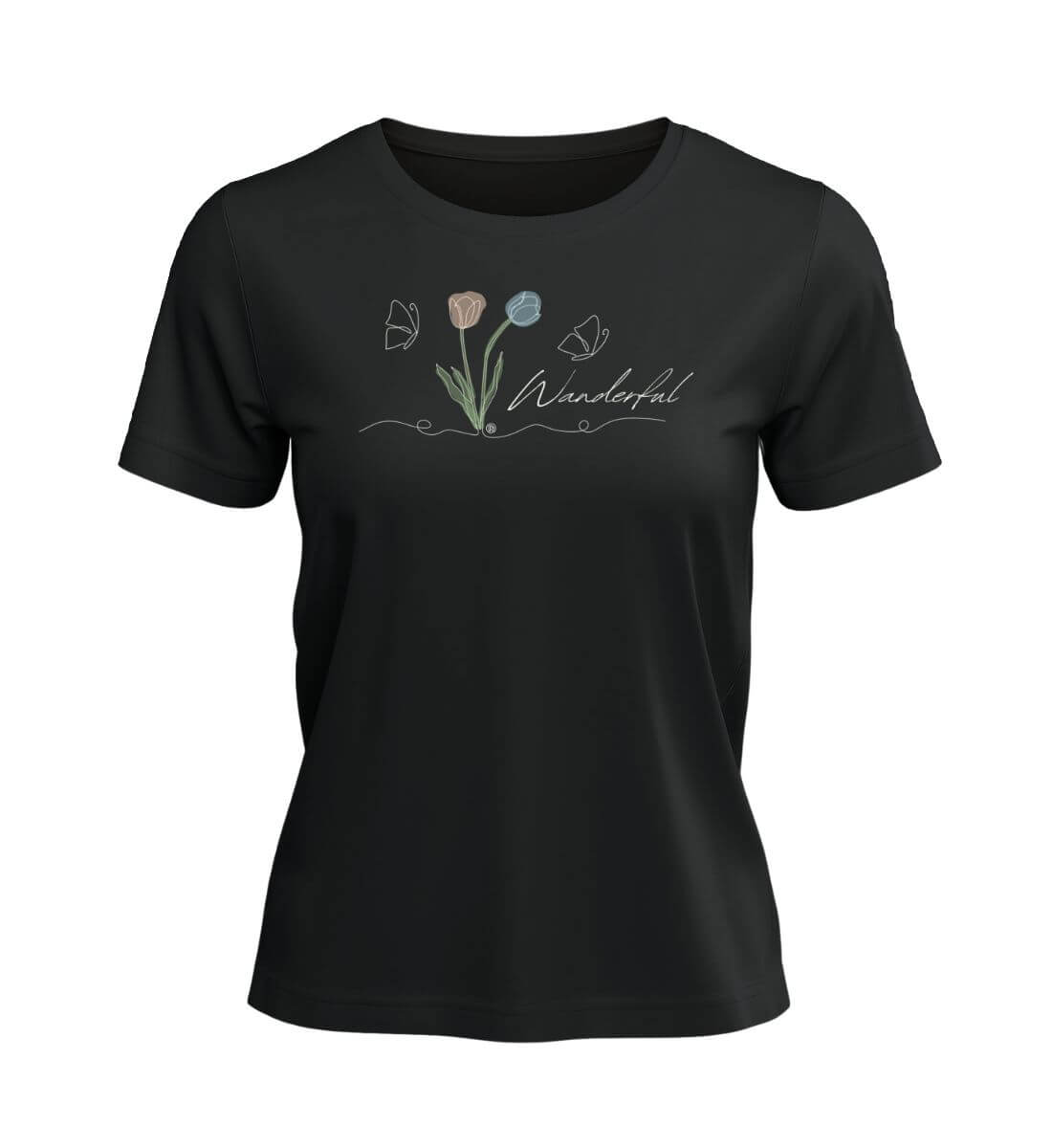 Tulpen Wanderful | Damen Premium Organic T-Shirt | Farbe: Schwarz | Rad&Rucksack