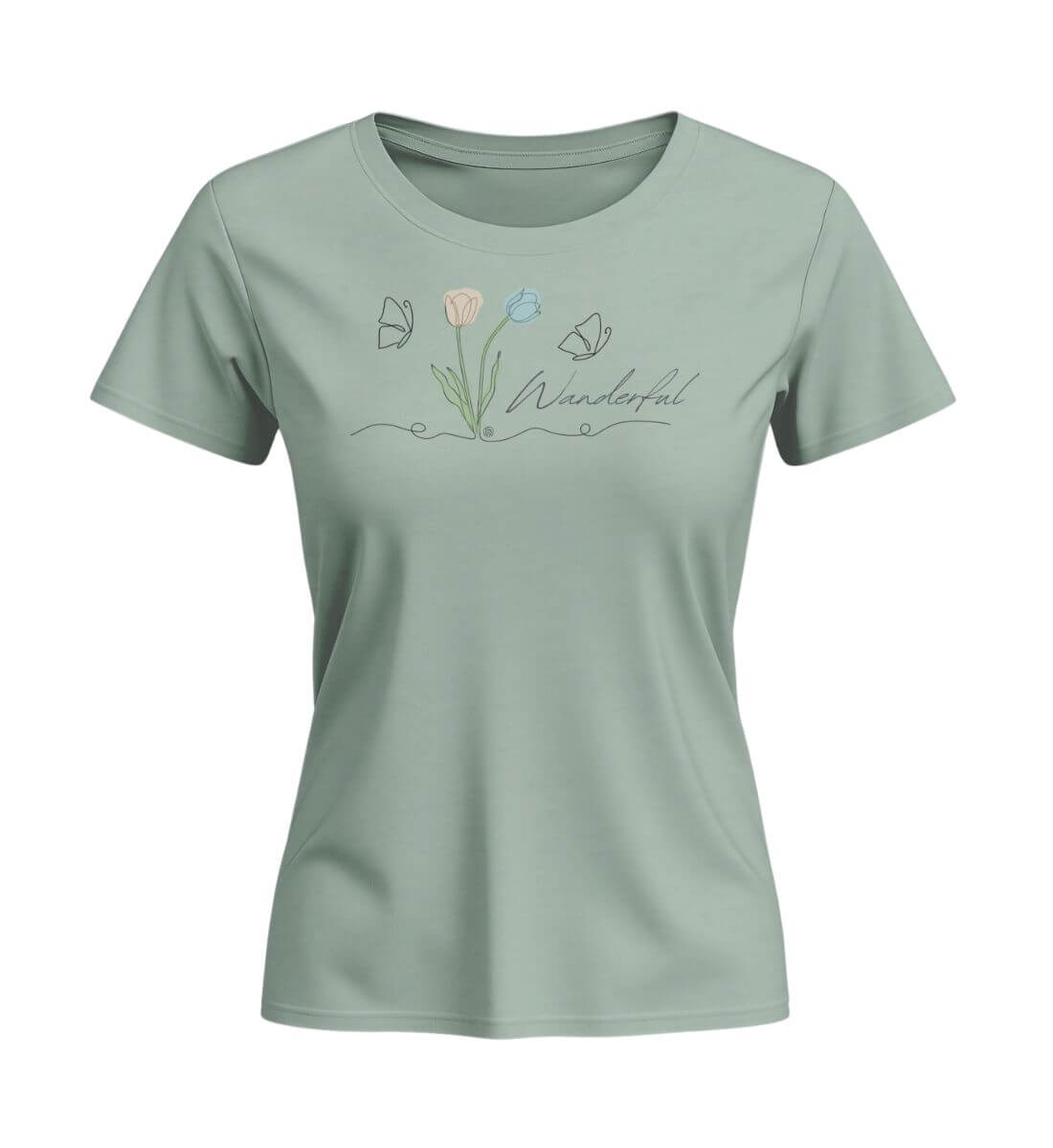 Tulpen Wanderful | Damen Premium Organic T-Shirt (Fitted) | Farbe: Aloe | Rad&Rucksack