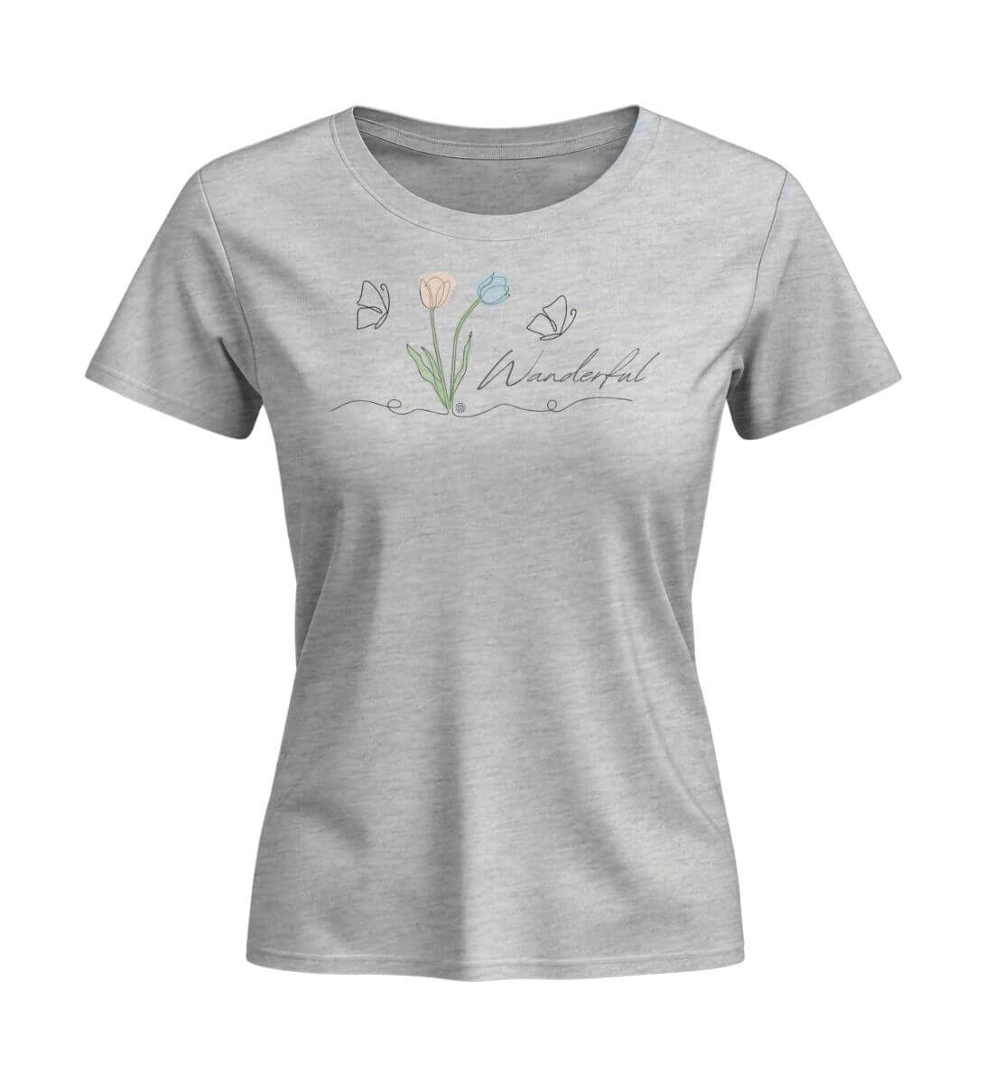 Tulpen Wanderful | Damen Premium Organic T-Shirt (Fitted) | Farbe: Heather Grey | Rad&Rucksack
