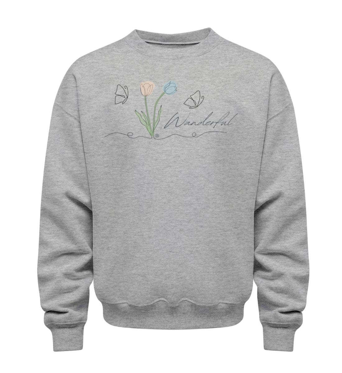Tulpen Wanderful | Unisex Organic Pullover | Farbe: Heather Grey | Rad&Rucksack