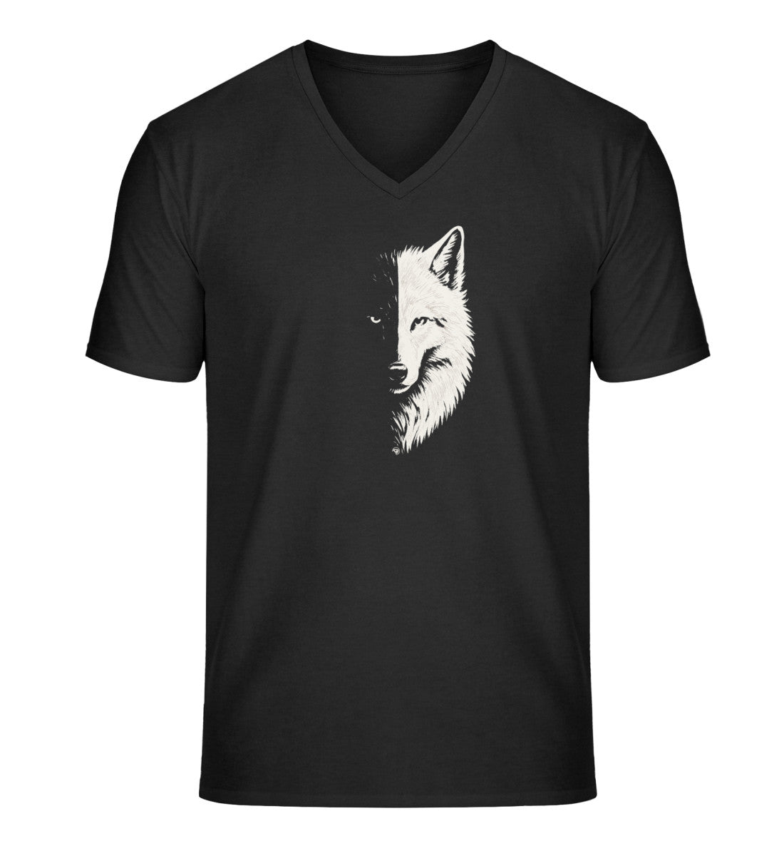 Wolf | Herren V-Neck Premium Organic T-Shirt | Farbe: Black | Rad&Rucksack