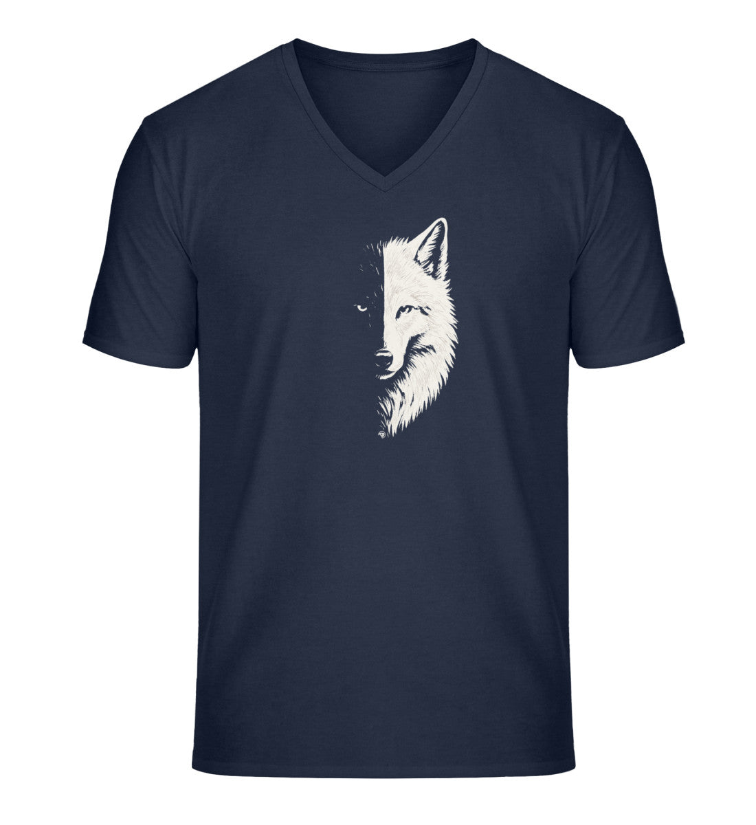 Wolf | Herren V-Neck Premium Organic T-Shirt | Farbe: French Navy | Rad&Rucksack
