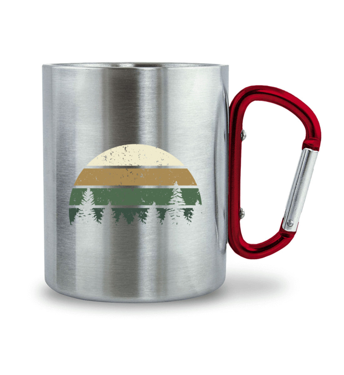 Wald | Edelstahltasse mit Karabinergriff | Farbe: Roter Karabiner | Rad&Rucksack