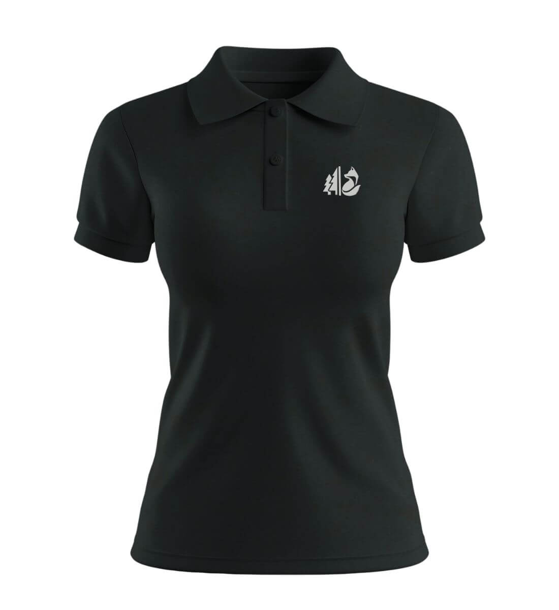 Wald Fuchs Stick | Damen Premium Organic Poloshirt | Farbe: Schwarz | Rad&Rucksack