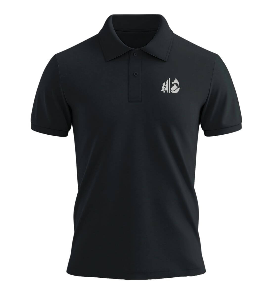 Wald Fuchs Stick | Unisex Premium Organic Poloshirt | Farbe: Schwarz | Rad&Rucksack