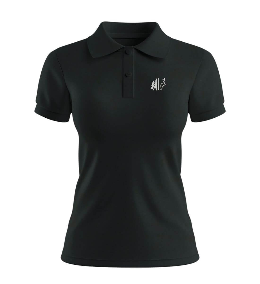Wald Wolf | Damen Premium Organic Poloshirt | Farbe: Schwarz | Rad&Rucksack