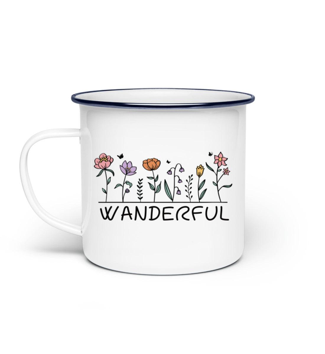 Wanderful | Emaille Tasse | Farbe: Weiß | Rad&Rucksack