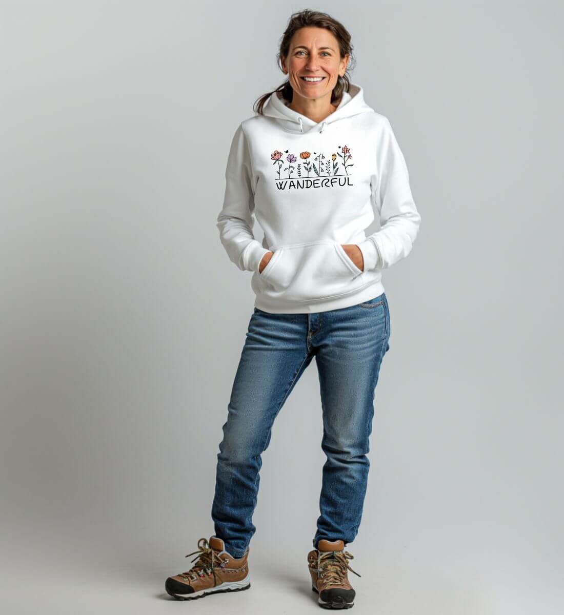 Wanderful | Unisex Organic Hoodie | Farbe: White | Rad&Rucksack