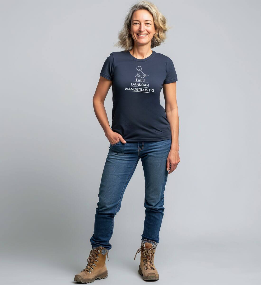 Wandern mit Hund | Damen Premium Organic T-Shirt | Farbe: Stargazer | Rad&Rucksack
