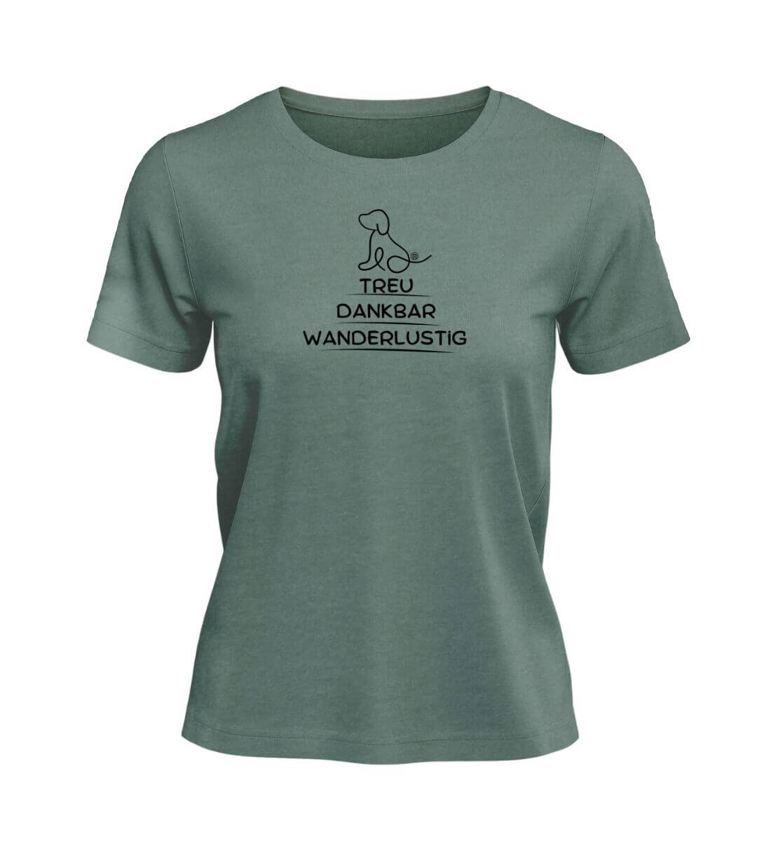 Wandern mit Hund | Damen Premium Organic T-Shirt | Farbe: Green Bay | Rad&Rucksack