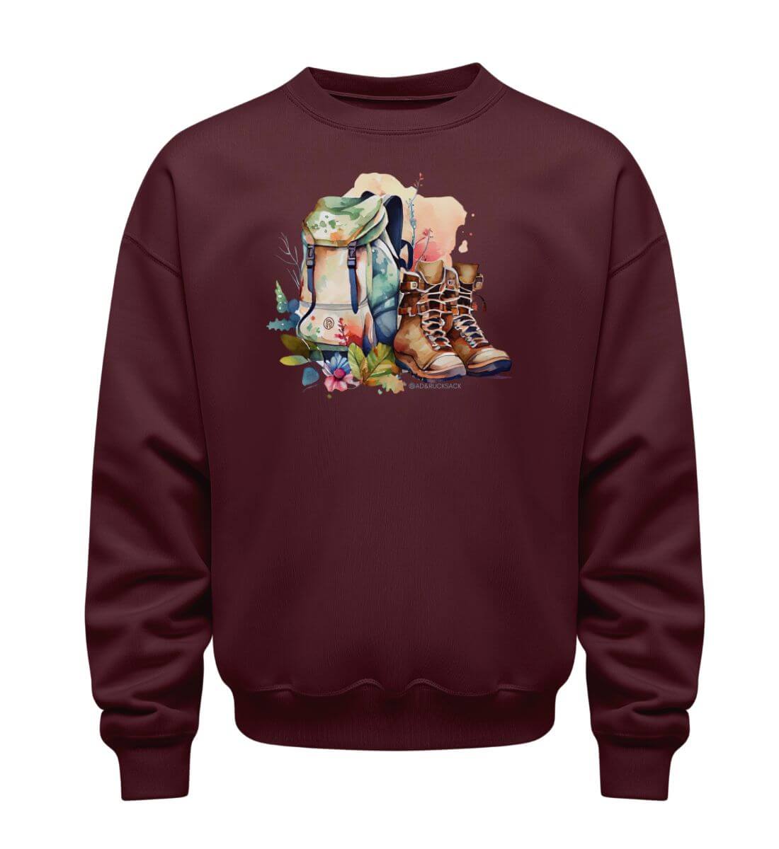 Wanderrucksack | Unisex Organic Pullover | Farbe: Burgundy | Rad&Rucksack