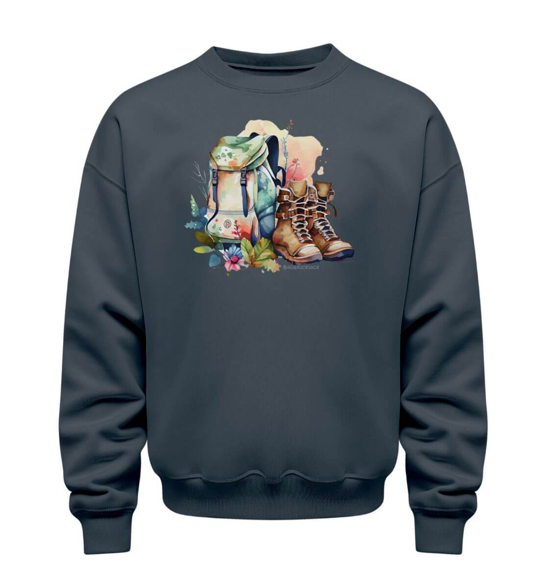 Wanderrucksack | Unisex Organic Pullover | Farbe: India Ink Grey | Rad&Rucksack