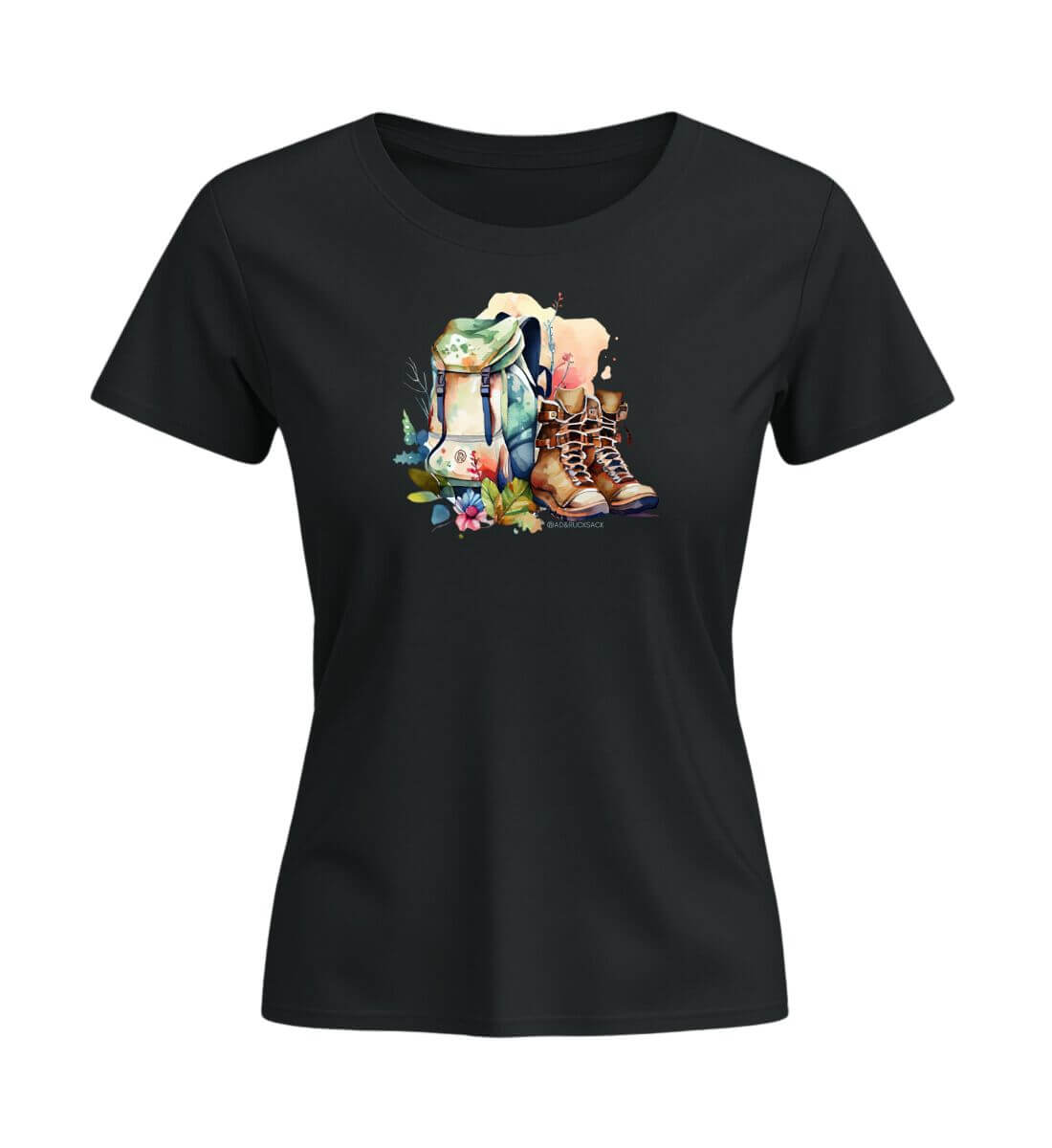 Wanderrucksack | Damen Premium Organic T-Shirt (Fitted) | Farbe: Schwarz | Rad&Rucksack