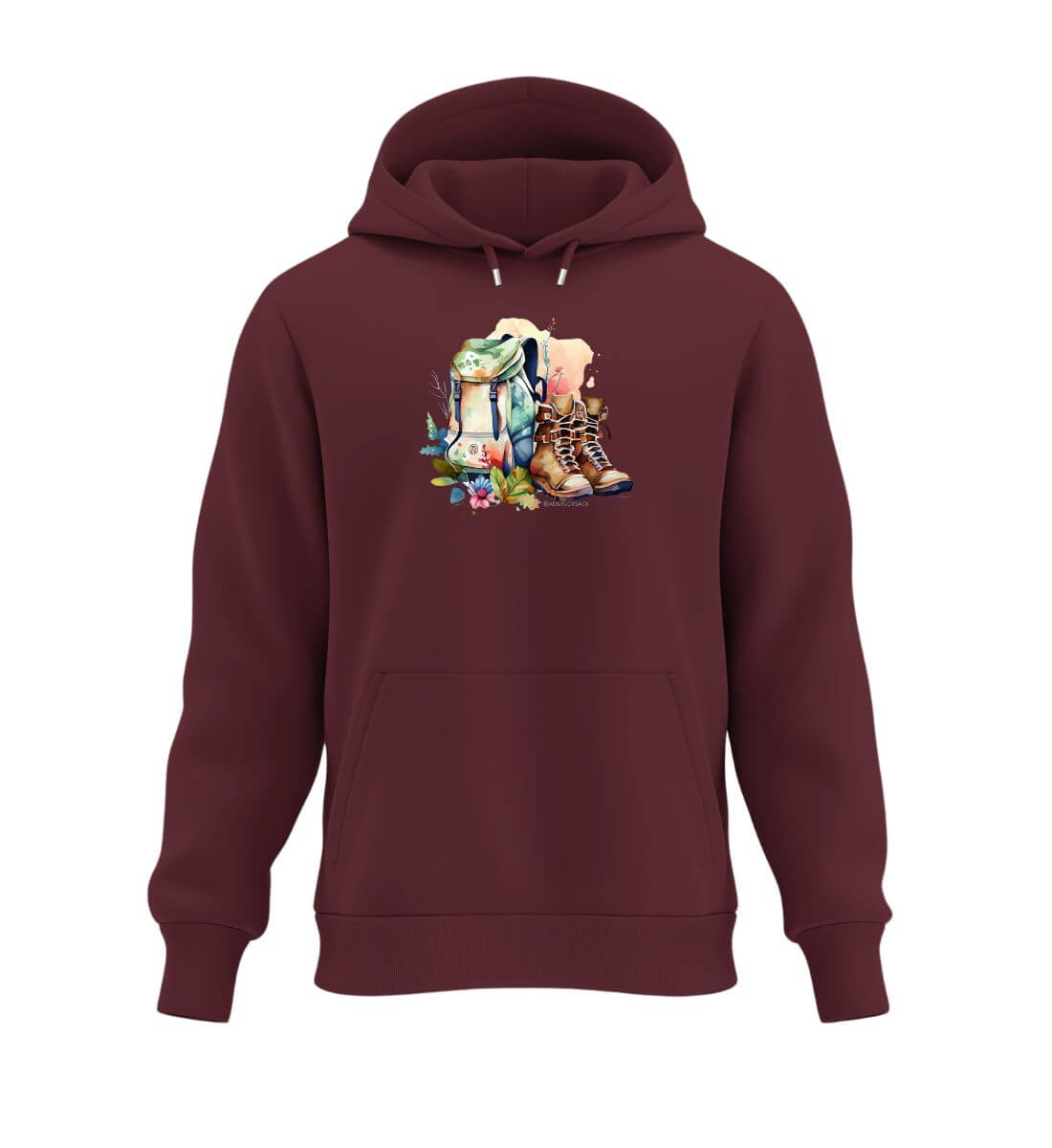 Wanderrucksack | Unisex Organic Hoodie | Farbe: Burgundy | Rad&Rucksack