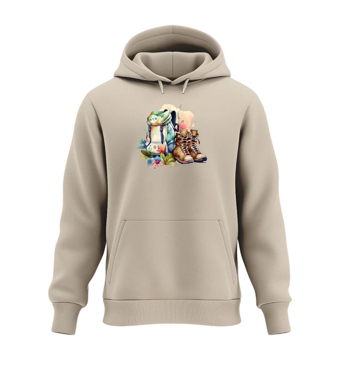Wanderrucksack | Unisex Organic Hoodie | Farbe: Desert Dust | Rad&Rucksack