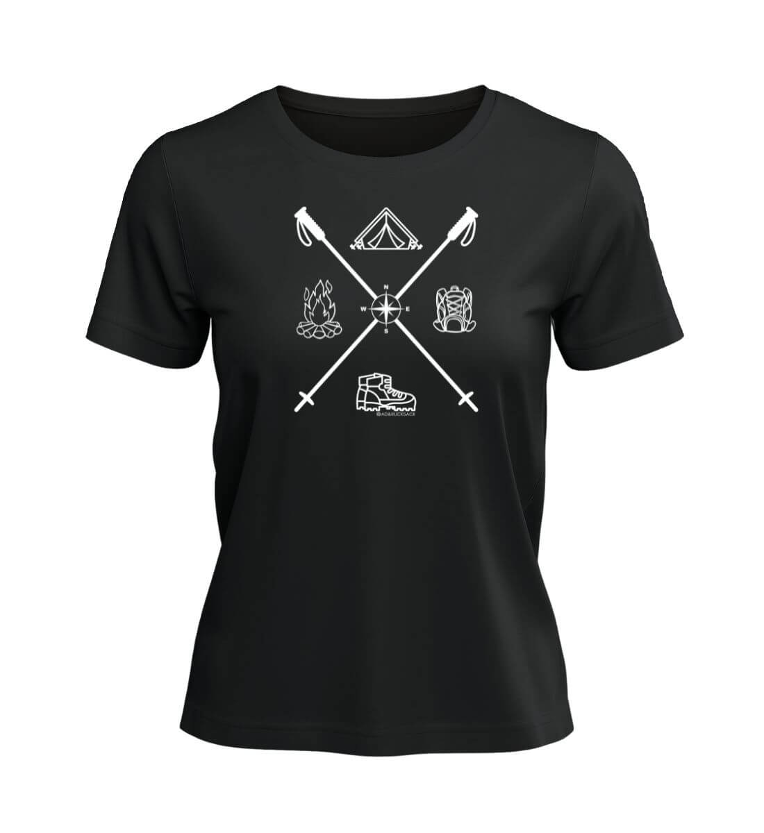 Wanderstöcke | Damen Premium Organic T-Shirt | Farbe: Schwarz | Rad&Rucksack