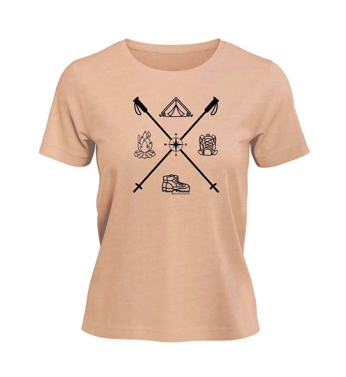 Wanderstöcke | Damen Premium Organic T-Shirt | Farbe: Fraiche Peche | Rad&Rucksack