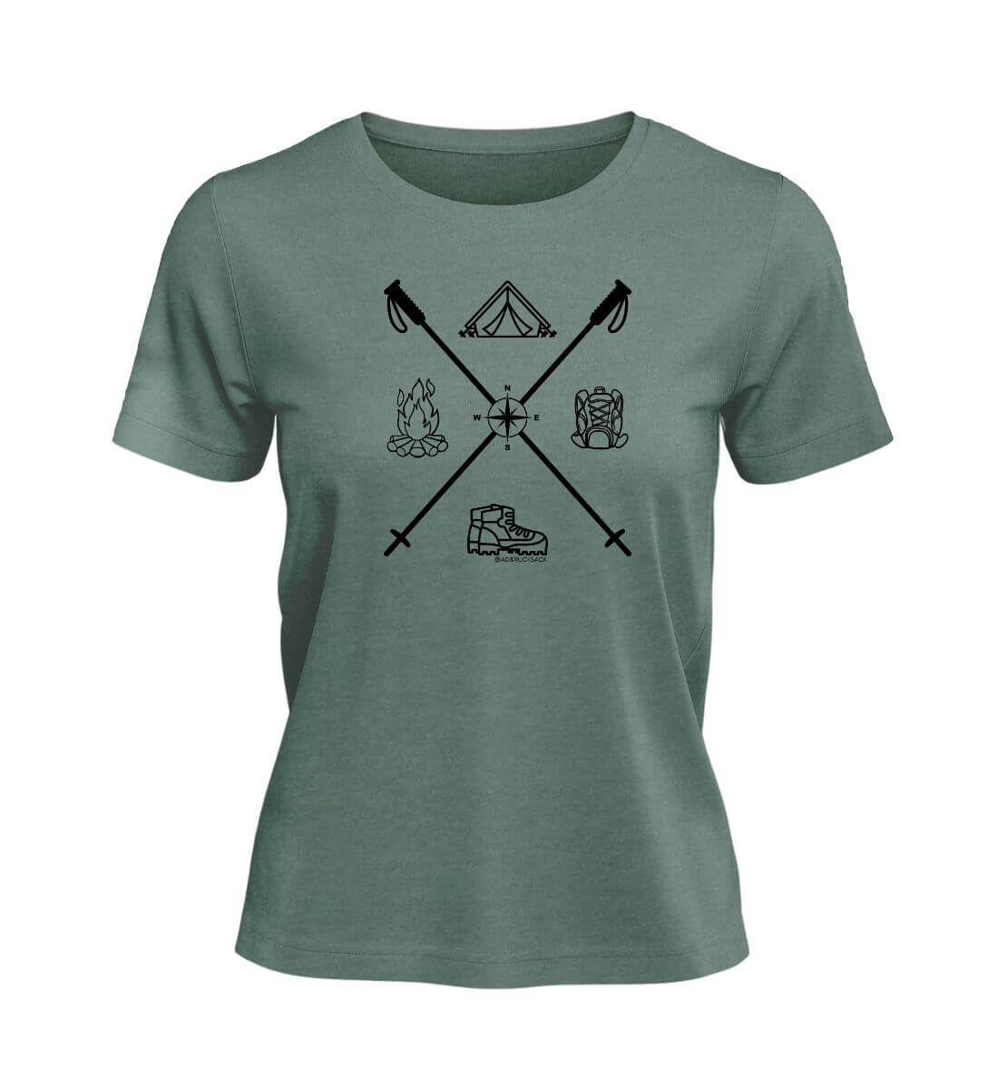 Wanderstöcke | Damen Premium Organic T-Shirt | Farbe: Green Bay | Rad&Rucksack