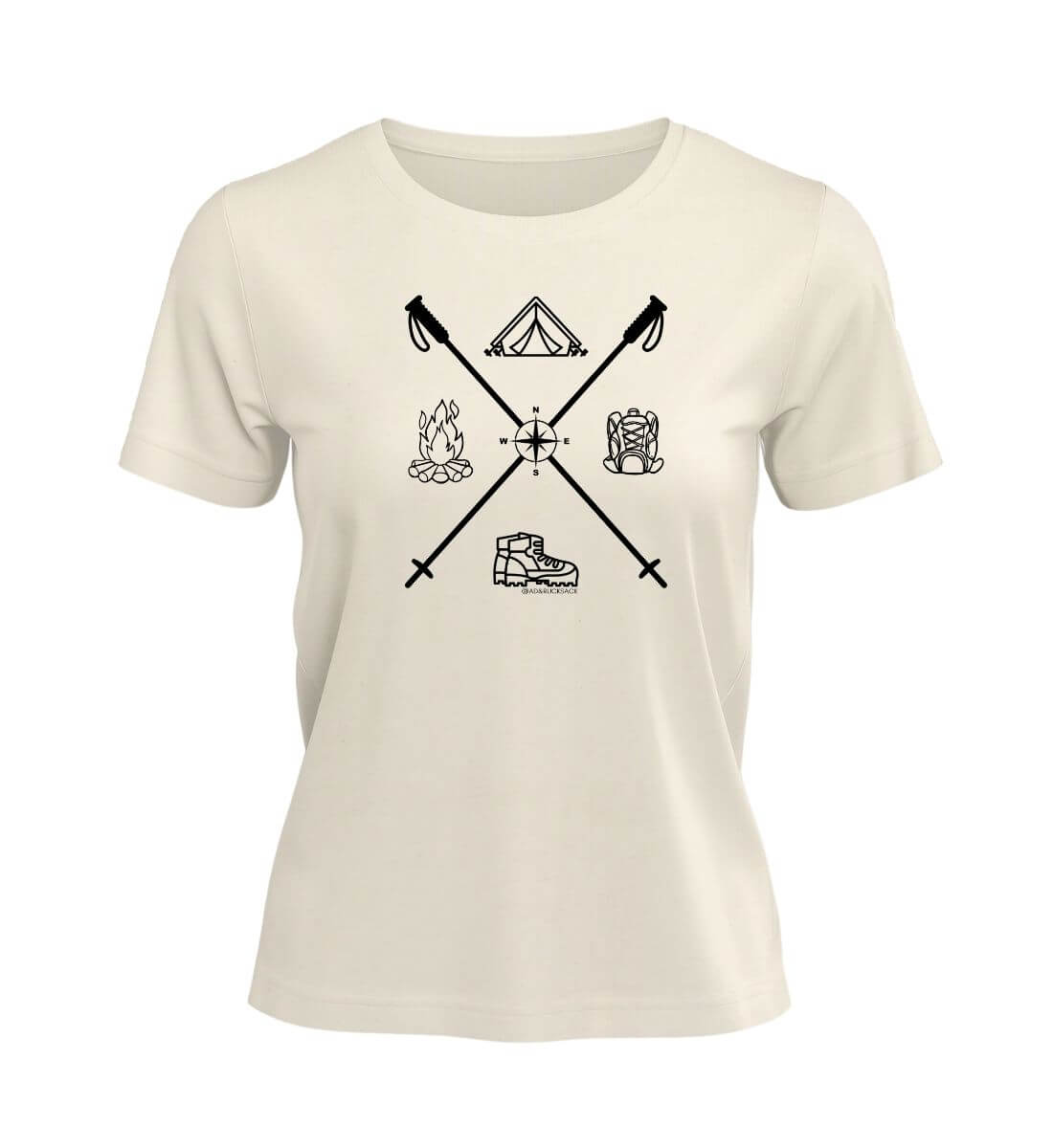 Wanderstöcke | Damen Premium Organic T-Shirt | Farbe: Natural Raw | Rad&Rucksack
