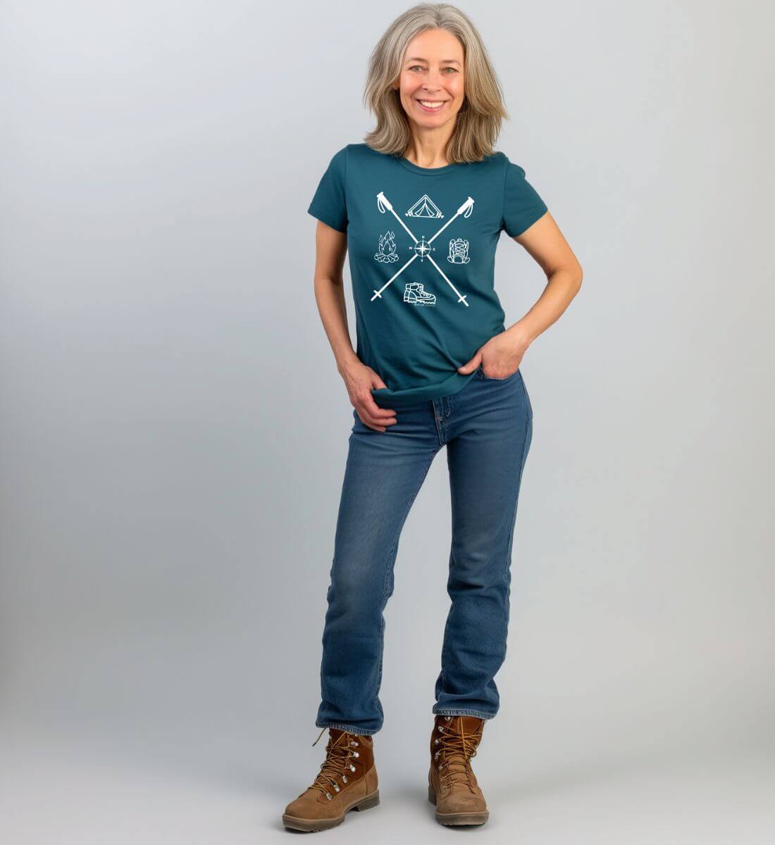 Wanderstöcke | Damen Premium Organic T-Shirt | Farbe: Stargazer | Rad&Rucksack
