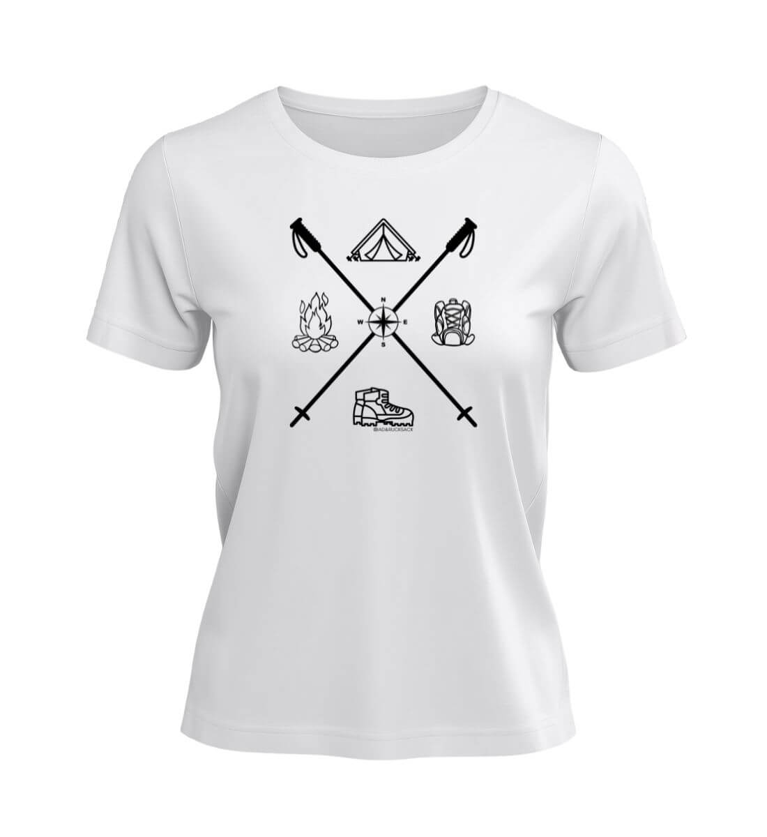 Wanderstöcke | Damen Premium Organic T-Shirt | Farbe: White | Rad&Rucksack