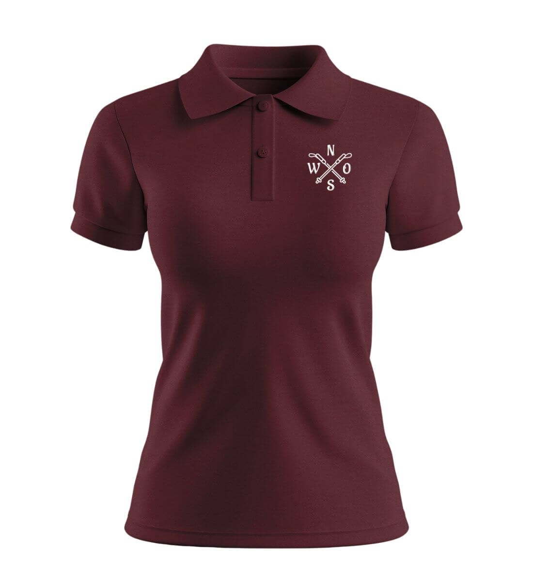 Wanderstöcke Stick | Damen Premium Organic Poloshirt | Farbe: Burgundy | Rad&Rucksack