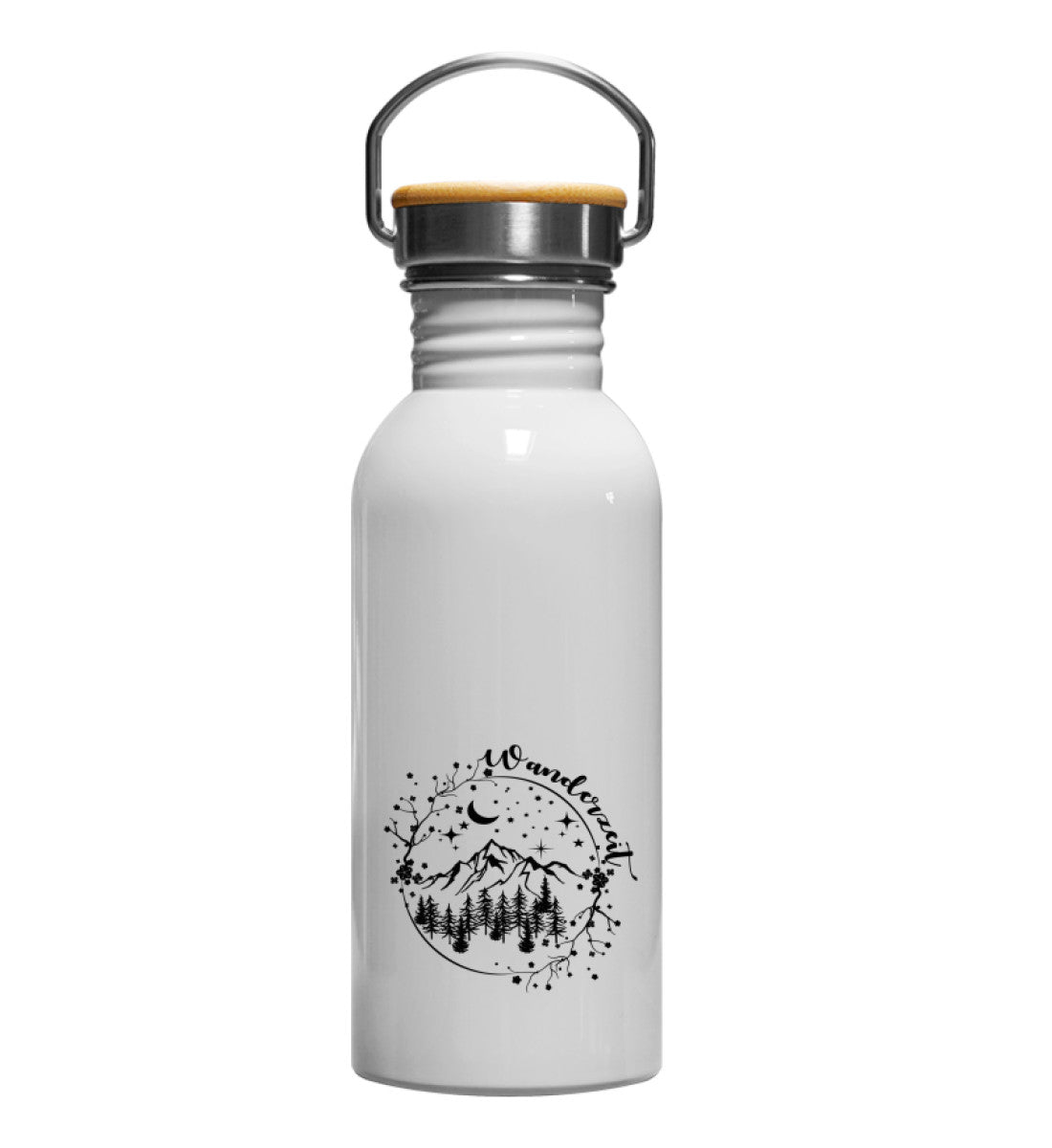 Wanderzeit | Edelstahl Trinkflasche | Größe: 600ml | Farbe: Weiß | Rad&Rucksack