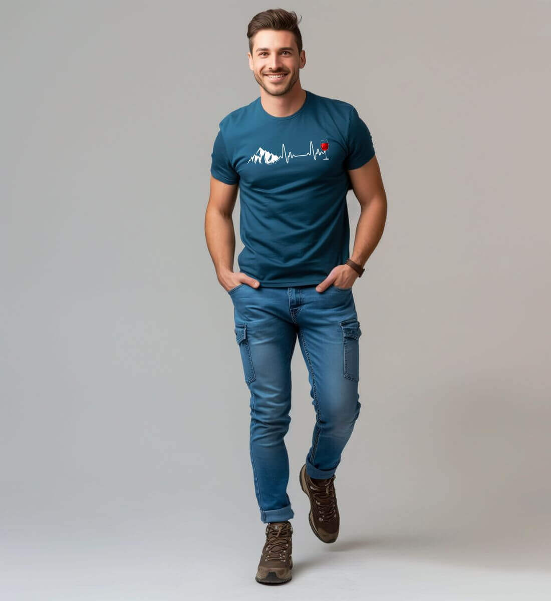 Wein Berg Herzschlag | Herren Premium Organic T-Shirt | Farbe: Burgundy | Rad&Rucksack