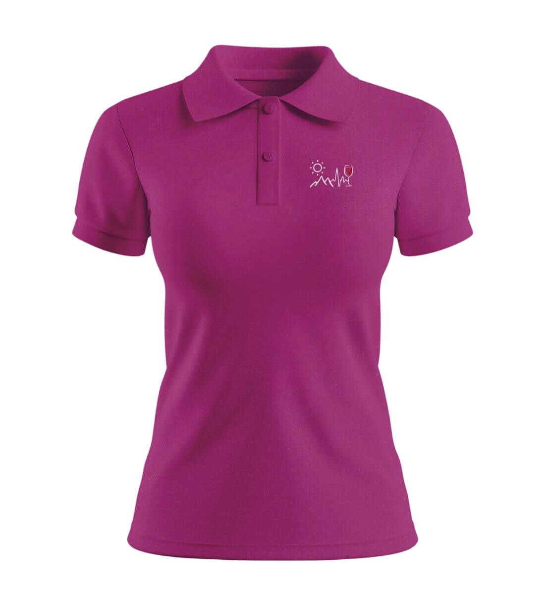 Wein Berg Herzschlag Stick | Damen Premium Organic Poloshirt | Farbe: Orchid Flower | Rad&Rucksack