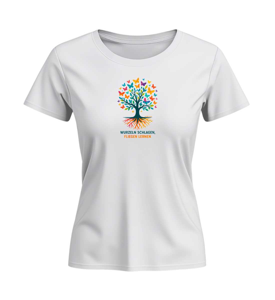 Schmetterlinge Wurzeln | Damen Premium Organic T-Shirt (Fitted) | Farbe: White | Rad&Rucksack