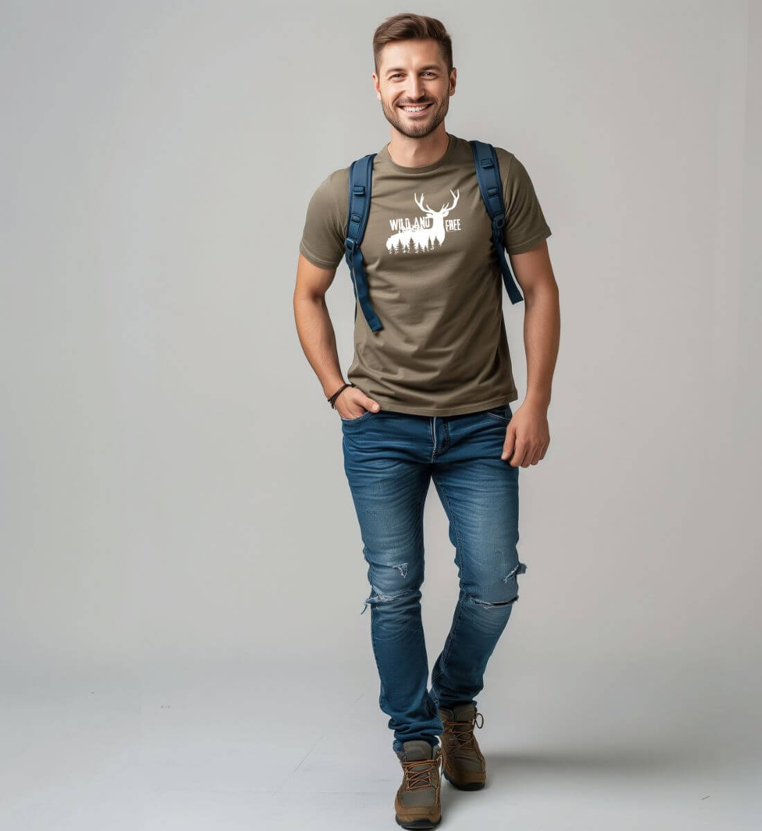 Wild and Free | Herren Premium Organic T-Shirt | Farbe: Green Bay | Rad&Rucksack