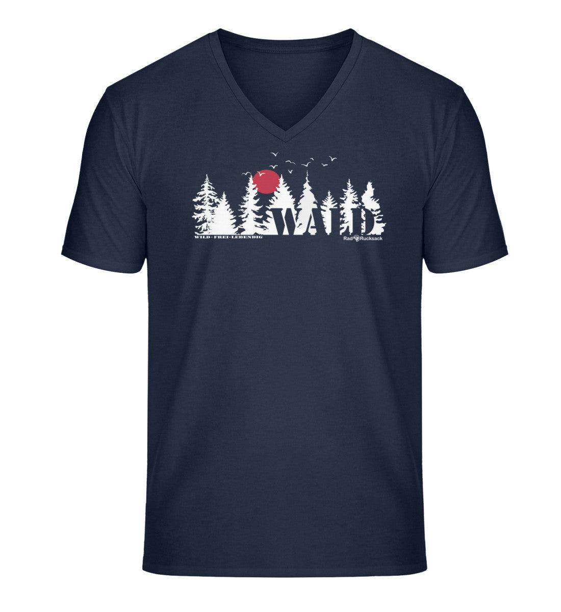 Wäldern | Herren V-Neck Premium Organic T-Shirt | Farbe: French Navy | Rad&Rucksack