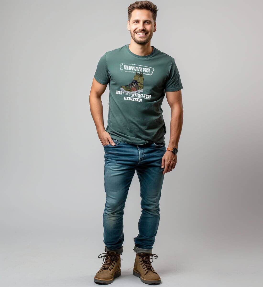 Zu Fuß warst | Herren Premium Organic T-Shirt | Farbe: Aloe | Rad&Rucksack