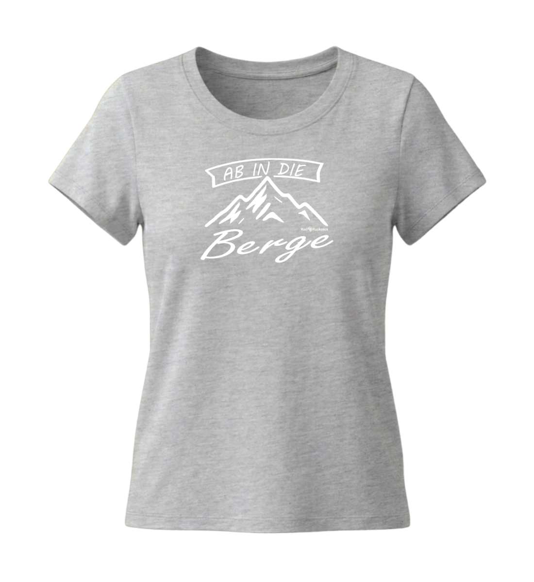 Ab in die Berge | Damen Premium Organic T-Shirt (Fitted) in Heather Grey von Rad&Rucksack