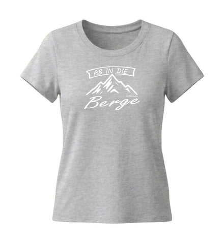 Geschenk Wanderin Ab in die Berge Tailliert in Grau-Melange (Heather Grey) – Produktbild von Rad&Rucksack