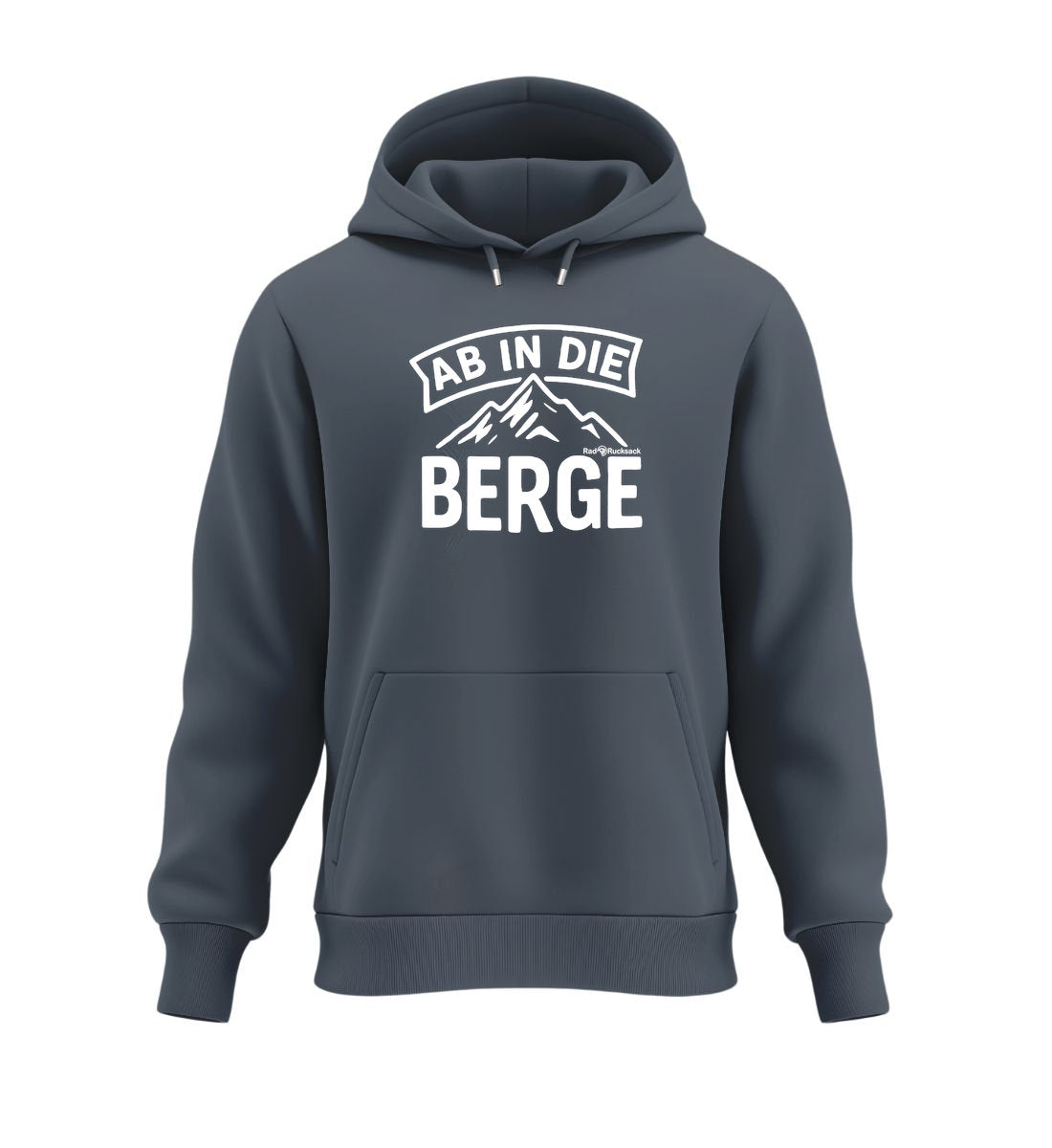 Ab In Die Berge | Unisex Organic Hoodie in India Ink Grey von Rad&Rucksack